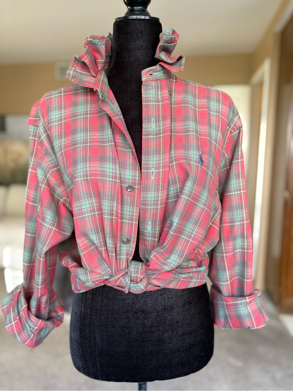 Reworked Ralph Lauren Christmas Plaid Button-Down Shirt - size m/l - Picture 7 of 7